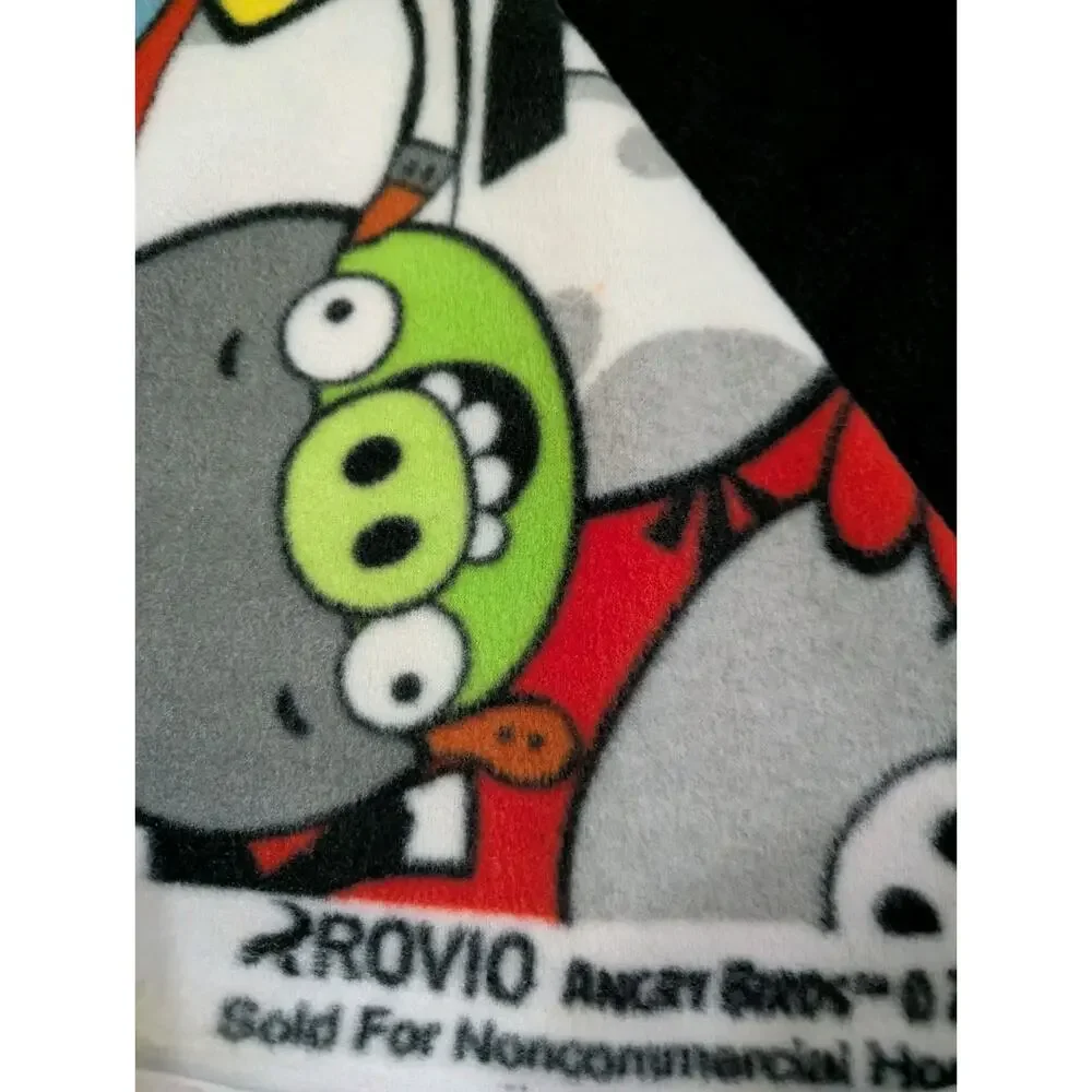 Set 2: Black Fleece Fabric Angry Birds Throw Blanket Diy New 49x59